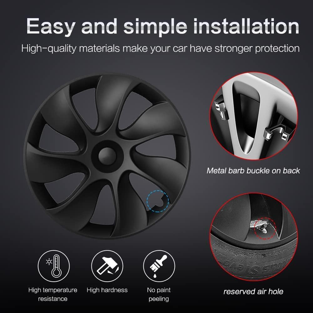 19‘’ Turbine Symmetrical Wheel Covers Matt Black Type A for Model Y(2022-2024) - Image 3