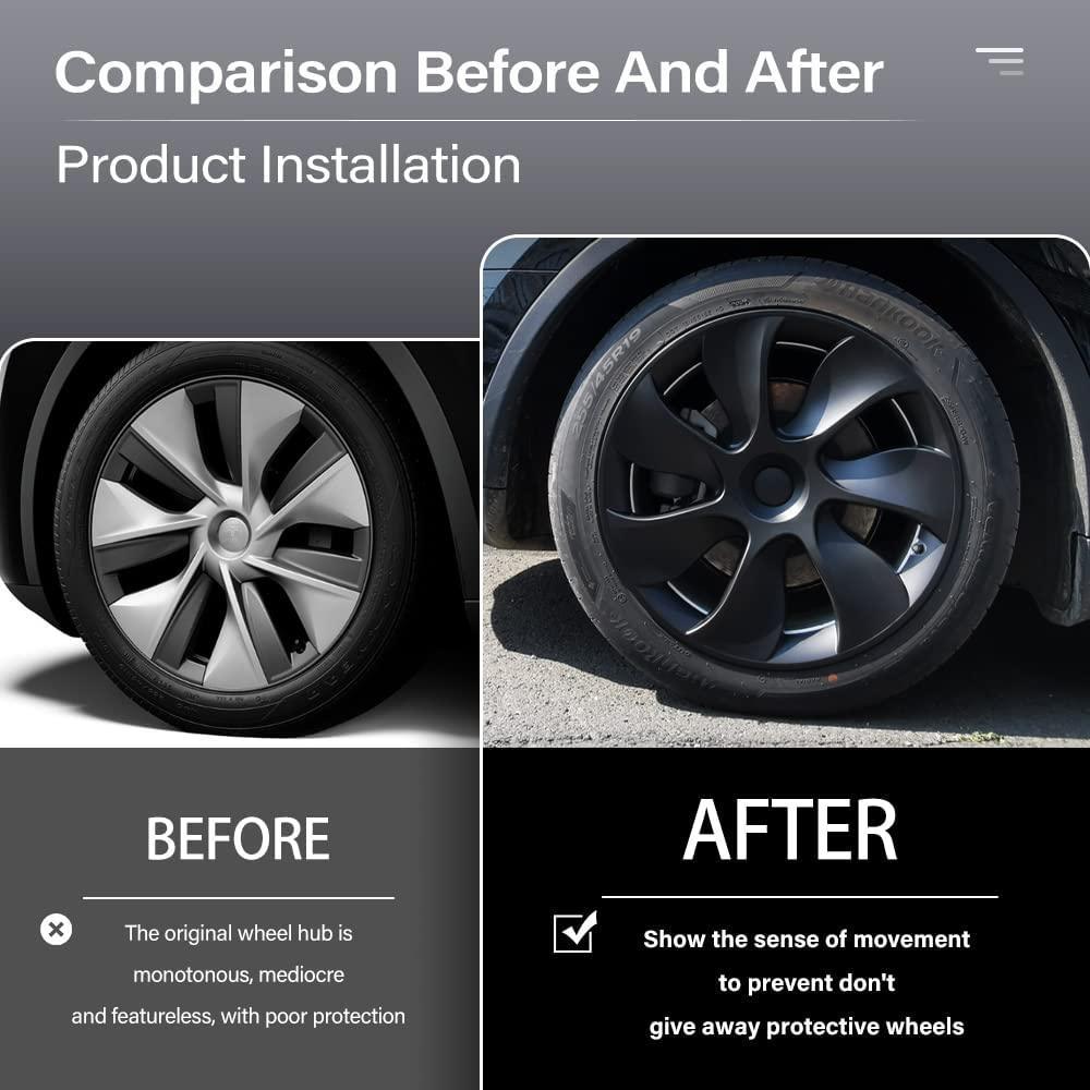 19‘’ Turbine Symmetrical Wheel Covers Matt Black Type A for Model Y(2022-2024) - Image 5