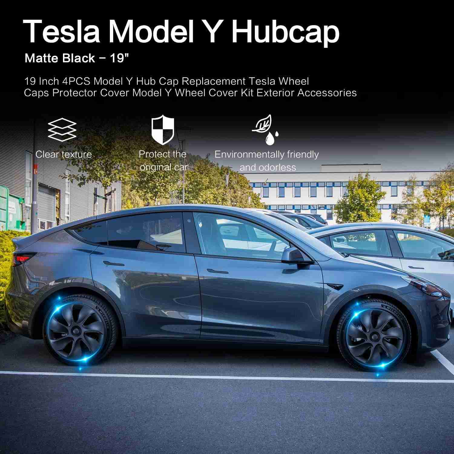 19‘’ Turbine Symmetrical Wheel Covers Matt Black Type A for Model Y(2022-2024) - Image 7